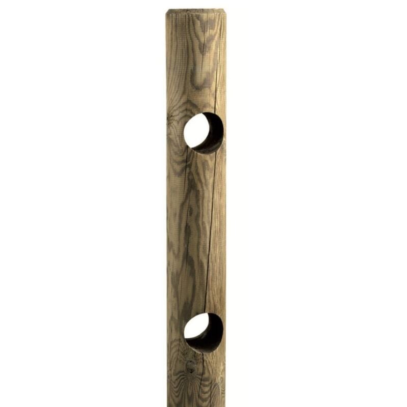 foto del prodotto palo tondo 12x150 cm con 2 fori in legno impregnato in autoclave