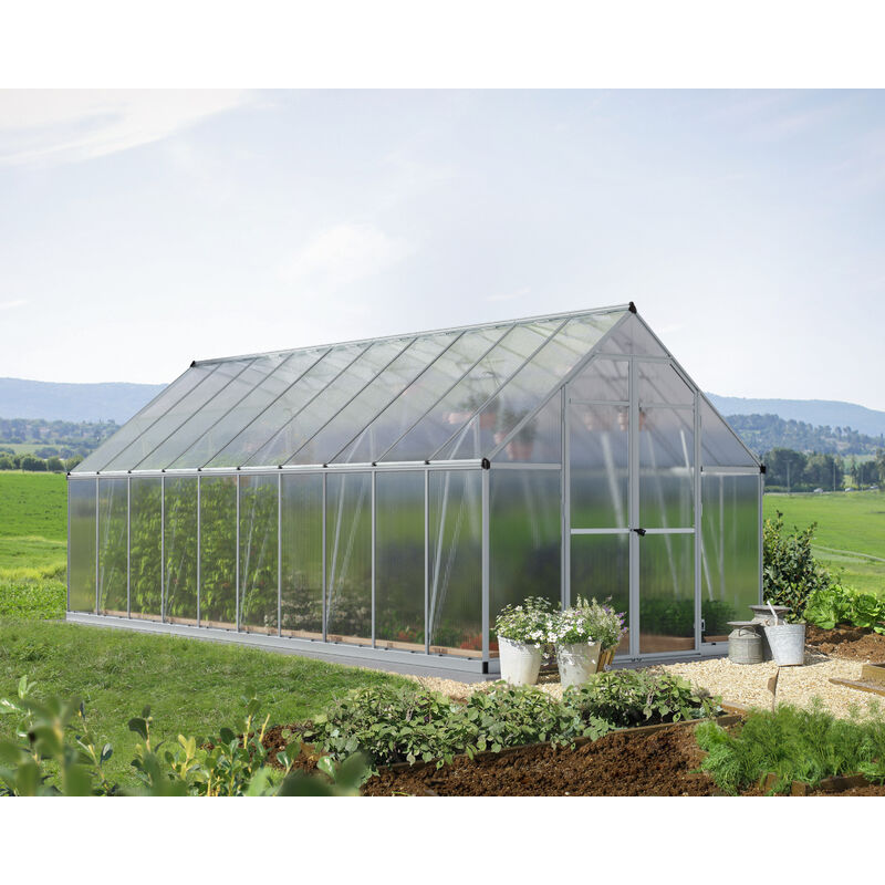 foto del prodotto palram canopia canopia essence doppio strato serra da giardino in policarbonato 607x244x229 cm argento