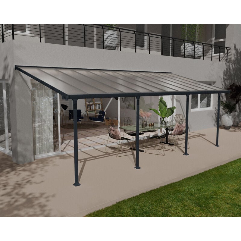 foto del prodotto palram canopia feria pergola addossata in alluminio 3x7.3 m grigio