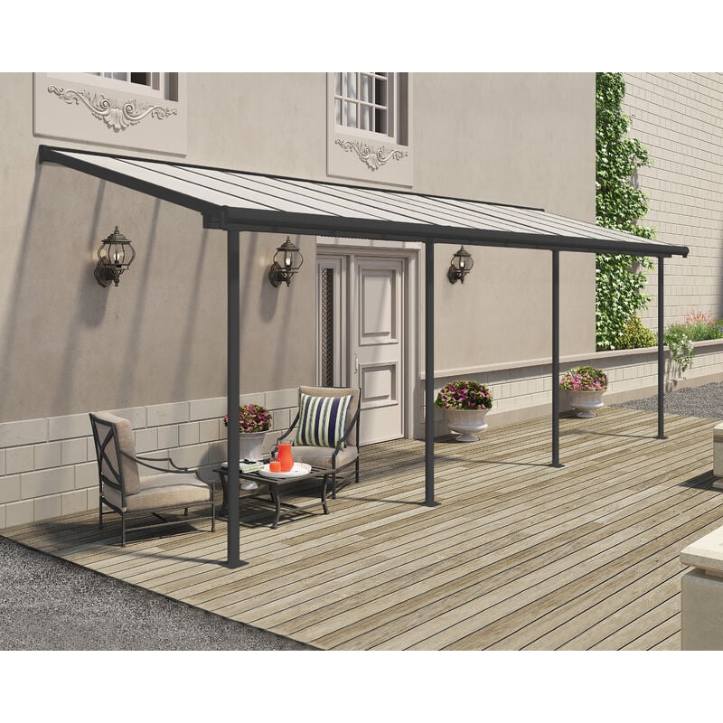 foto del prodotto palram canopia sierra pergola addossata in alluminio 2.3x6.7 m grigio