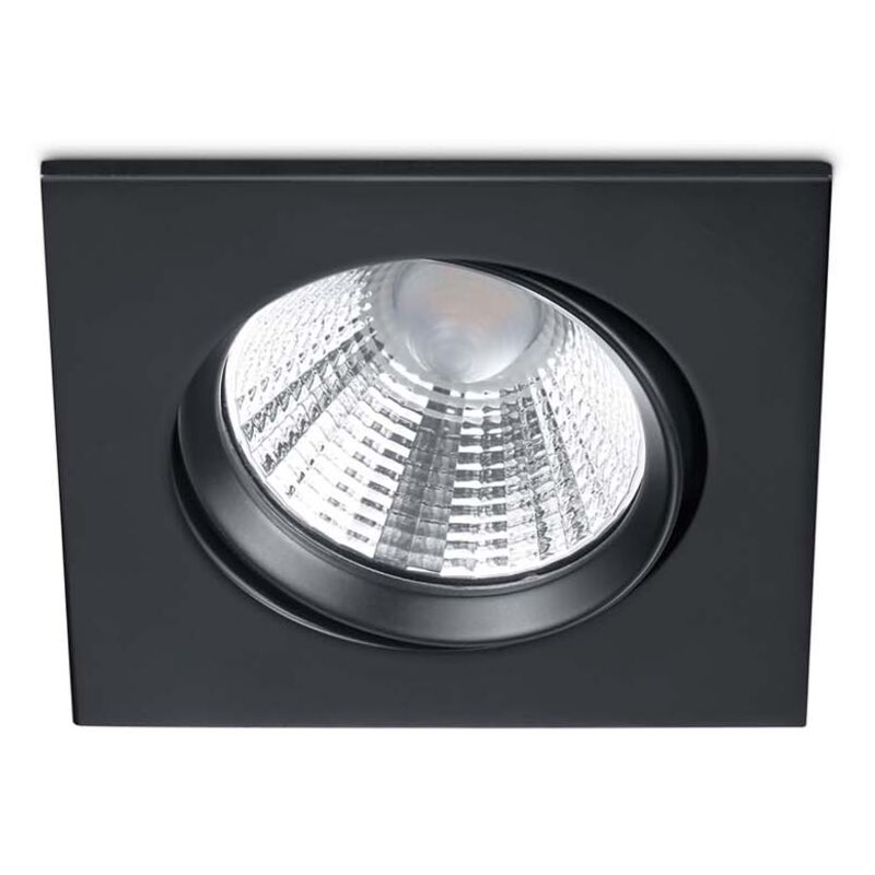 foto del prodotto pamir faretto da incasso led quadrato orientabile nero opaco dimmerabile ip23 8,5cmx8,5cm