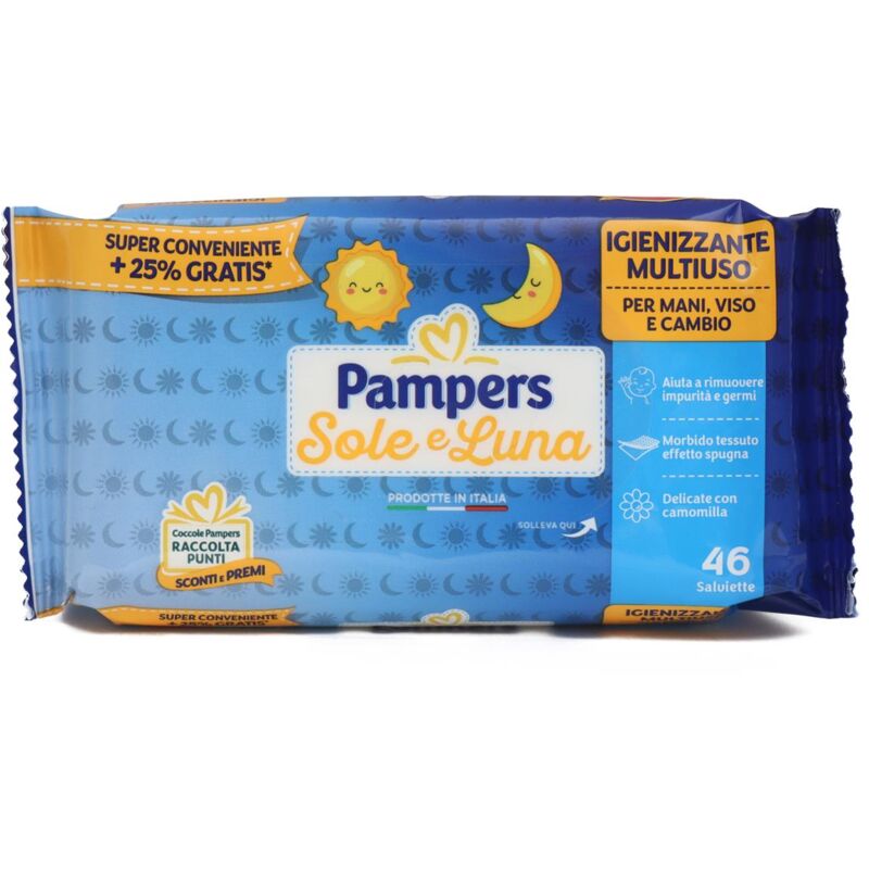 foto del prodotto pampers 14 confezioni salviette umidificate bambini sole luna 40pz