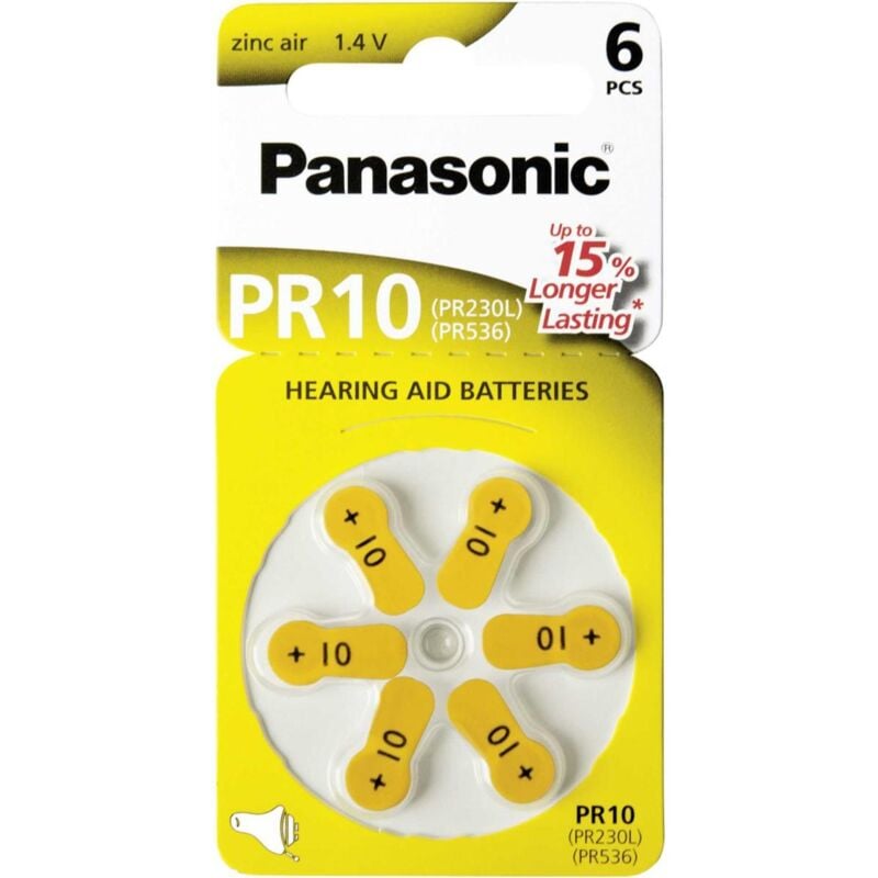 foto del prodotto panasonic batteria 6 x pr10 zinco aria argento