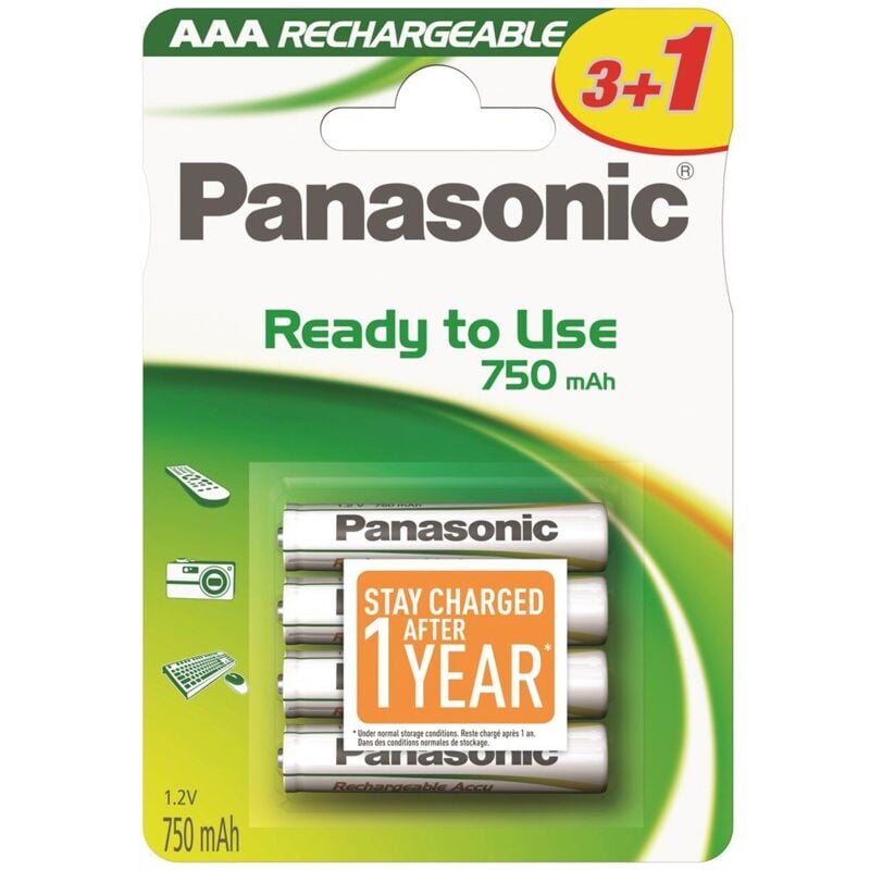 foto del prodotto panasonic batterie ricaricabili ni mh ministilo aaa 1,2v 750mah ready to use 4