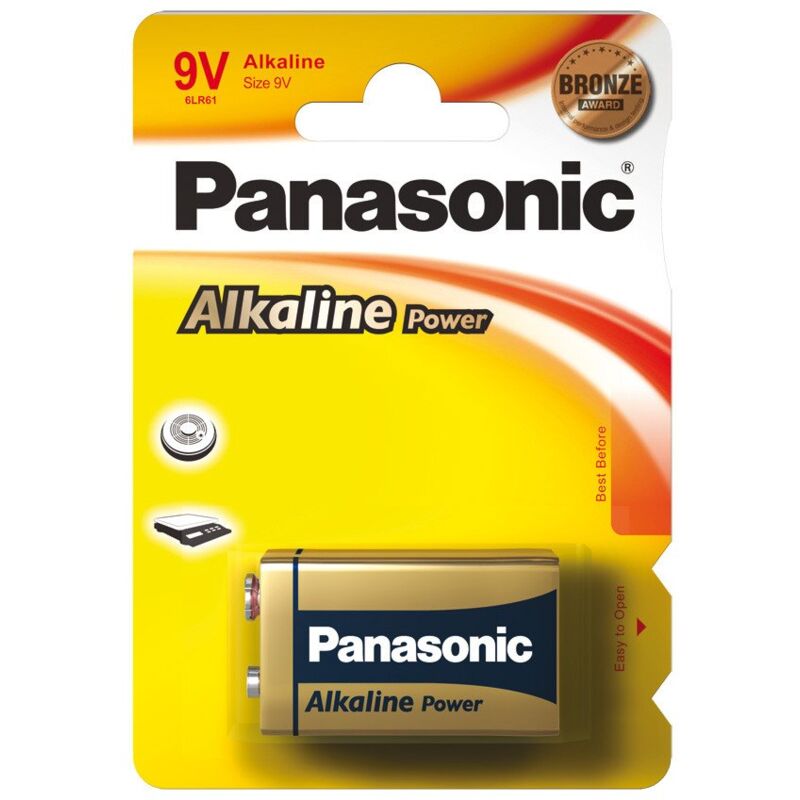 foto del prodotto panasonic blister da 1 pila alcaline 9v alkaline power 9v, 6lr61, mn1604