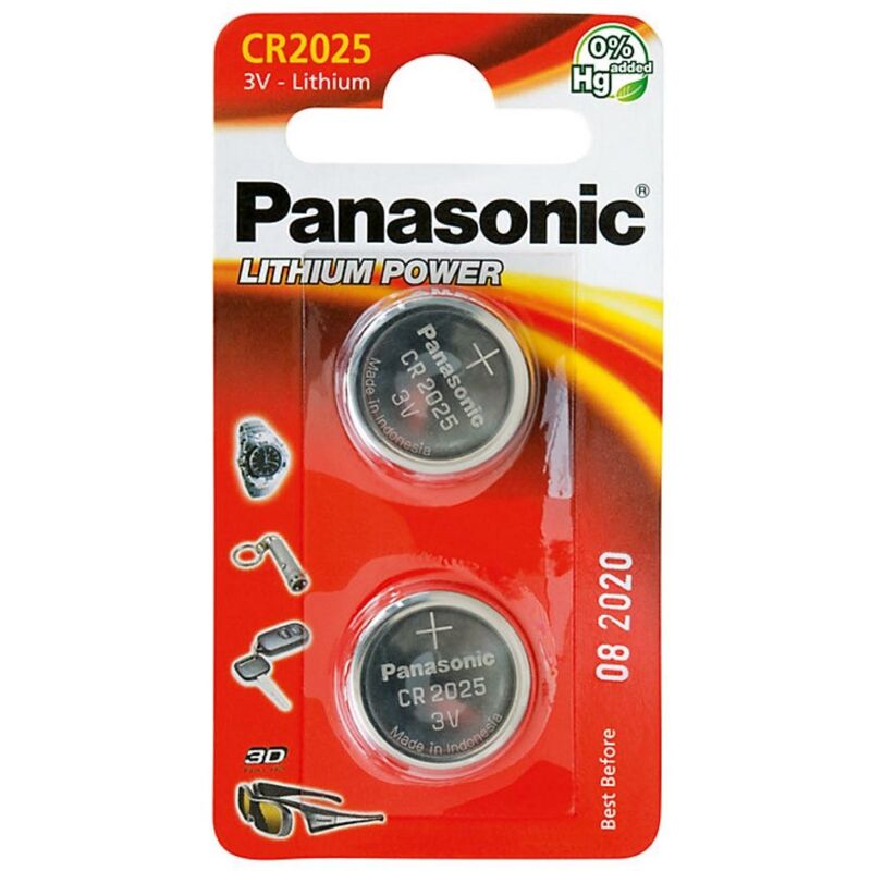foto del prodotto panasonic blister da 2 pile a bottone al litio 3v cr2025, dl2025