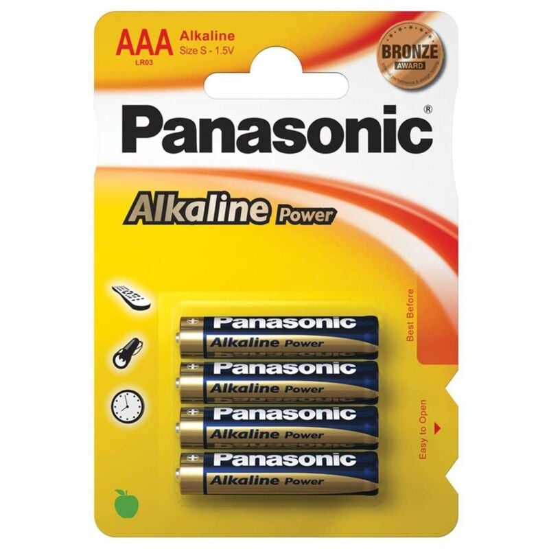 foto del prodotto panasonic blister da 4 pile alcaline 1,5v alkaline power ministilo, aaa, lr03, mn2400