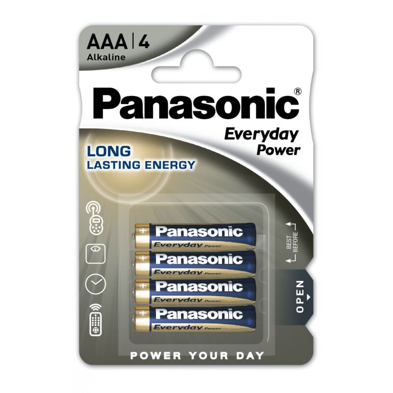foto del prodotto panasonic blister da 4 pile alcaline 1,5v everyday power ministilo, aaa, lr03, mn2400