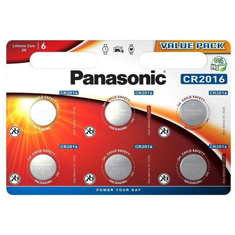 foto del prodotto panasonic blister da 6 pile a bottone al litio 3v cr2016, dl2016