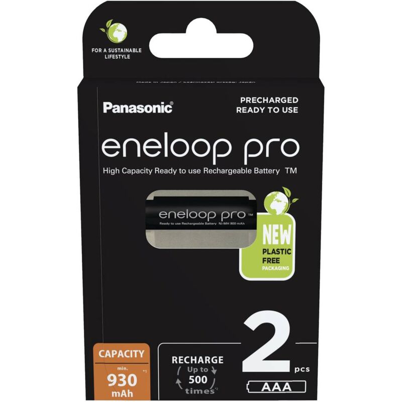 foto del prodotto panasonic eneloop eneloop pro hr03 batteria ricaricabile ministilo aaa nimh 930 mah 1.2 v 2 pz.