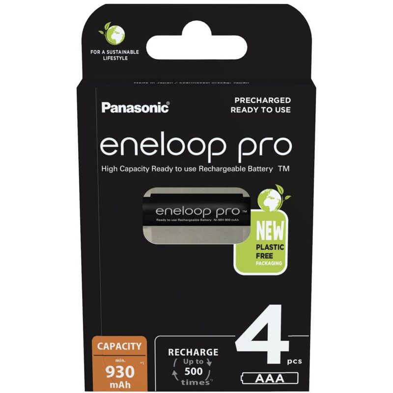 foto del prodotto panasonic eneloop eneloop pro hr03 batteria ricaricabile ministilo aaa nimh 930 mah 1.2 v 4 pz.