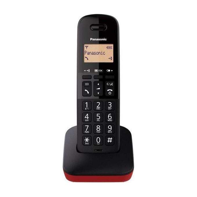 foto del prodotto panasonic kx tgb610jt cordless display 1,4 blocco chiamate id rubrica nero rosso