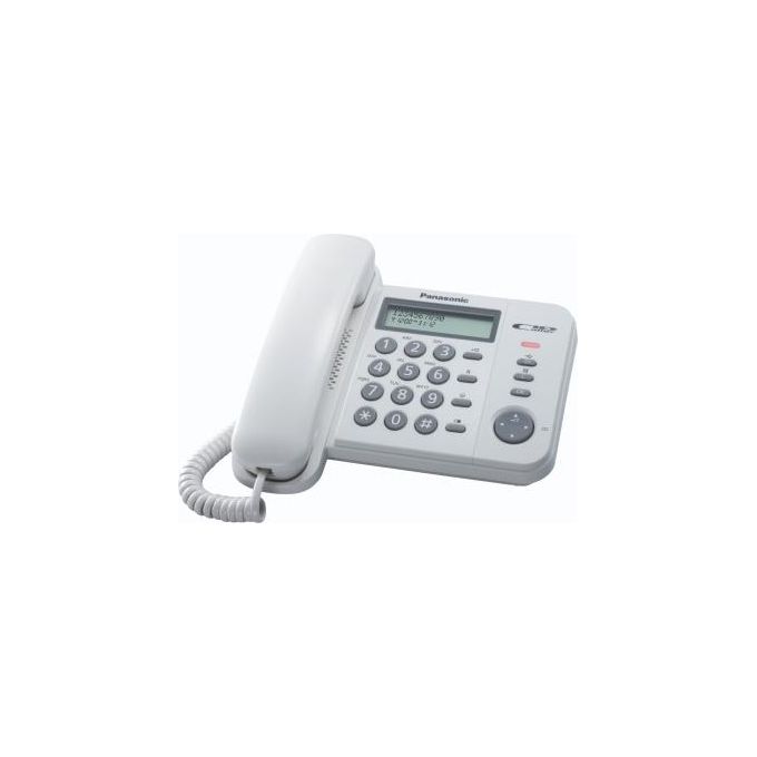 foto del prodotto panasonic kx-ts560ex1 telefono a filo con display lcd id chiamante e rubrica bianco