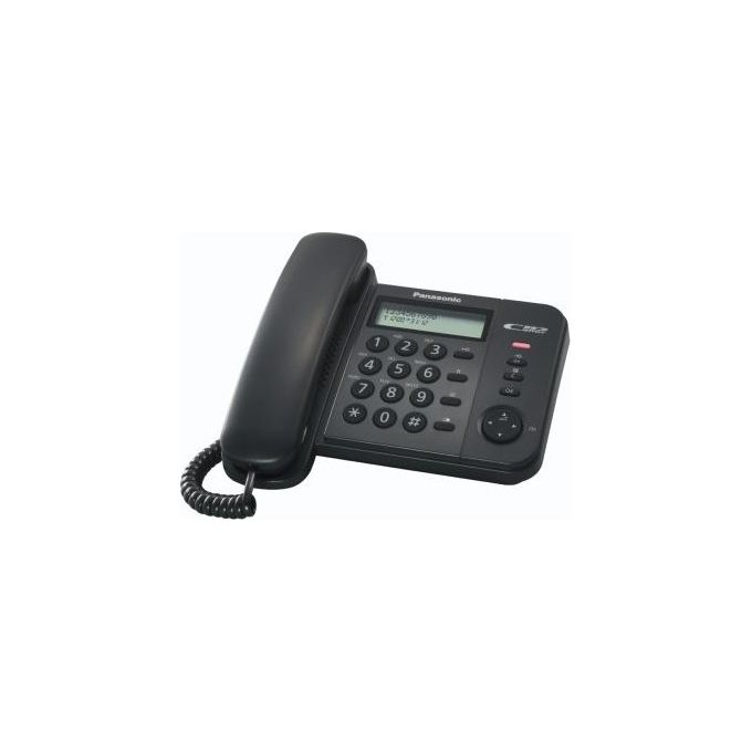 foto del prodotto panasonic kx-ts560ex1 telefono a filo con display lcd id chiamante e rubrica nero