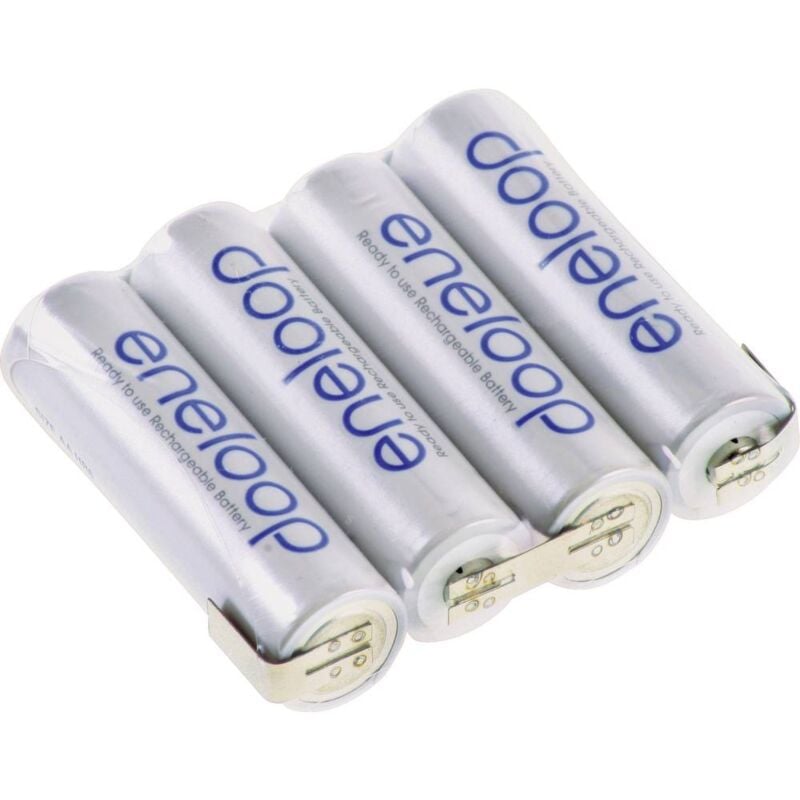 foto del prodotto panasonic pacco batteria 4x stilo aa eneloop reihe f1x4 linguette a saldare a z nimh 4.8 v 1900 mah