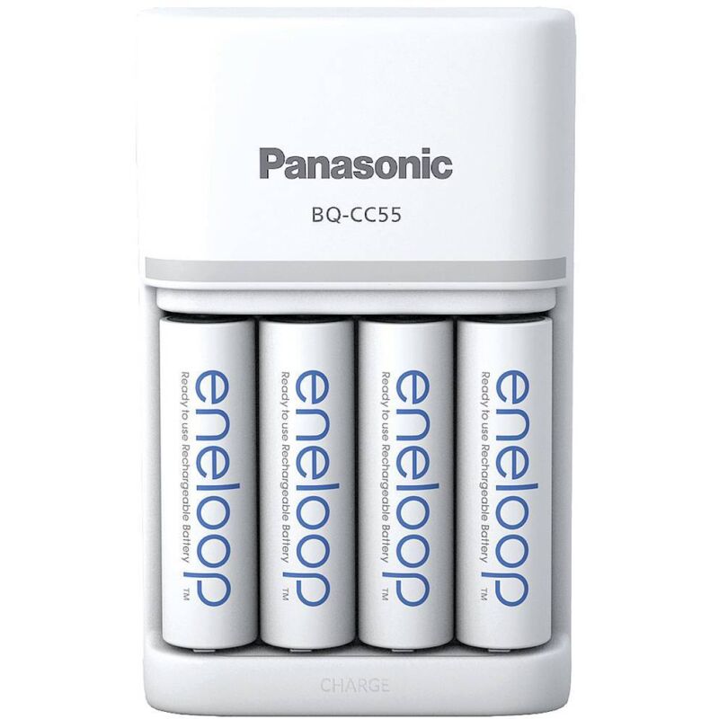 foto del prodotto panasonic smart quick bq cc55 4x eneloop aa caricabatterie universale nimh ministilo aaa , stilo aa 