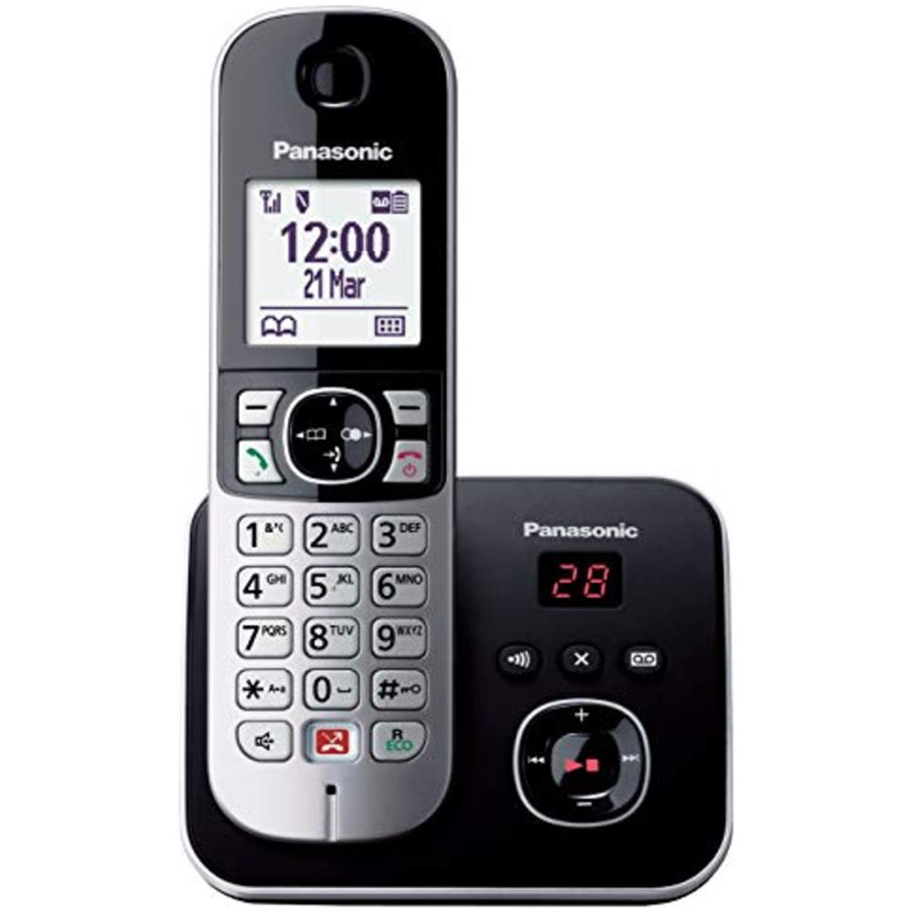 foto del prodotto panasonic telefono dect cordless kx tg6861 con identificatore di chiamata e vivavoce colore nero grigio