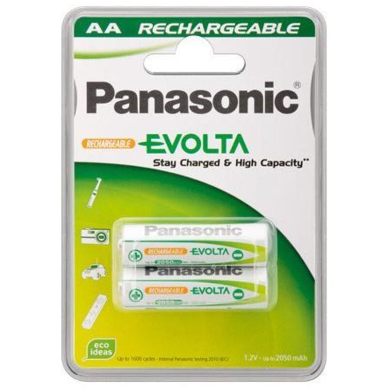 foto del prodotto panasonic - wentronic aa 2.05ah nimh 2-bl evolta batteria ricaricabile nickel metal hydride, 1900 mah, 1,2 v, 50,5 mm, 14,5 mm, 29 g colore white