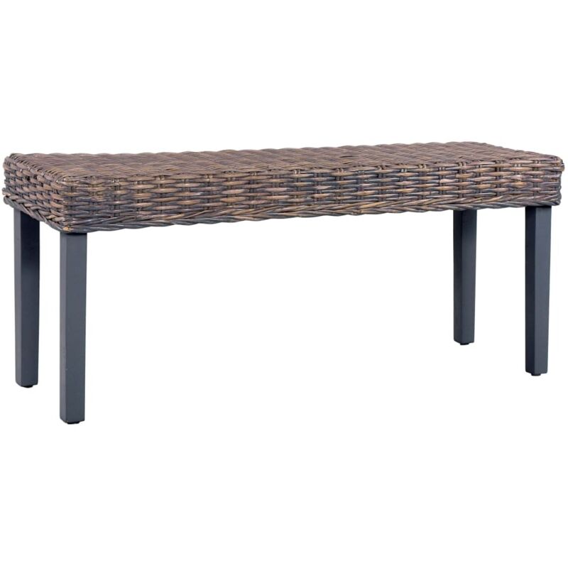 foto del prodotto panca 110 cm grigia in rattan naturale kubu e massello di mango