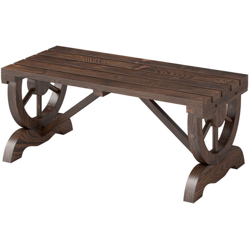 foto del prodotto panca 2 posti esterno in legno di abete effetto bruciato 98x50x39.5cm outsunny