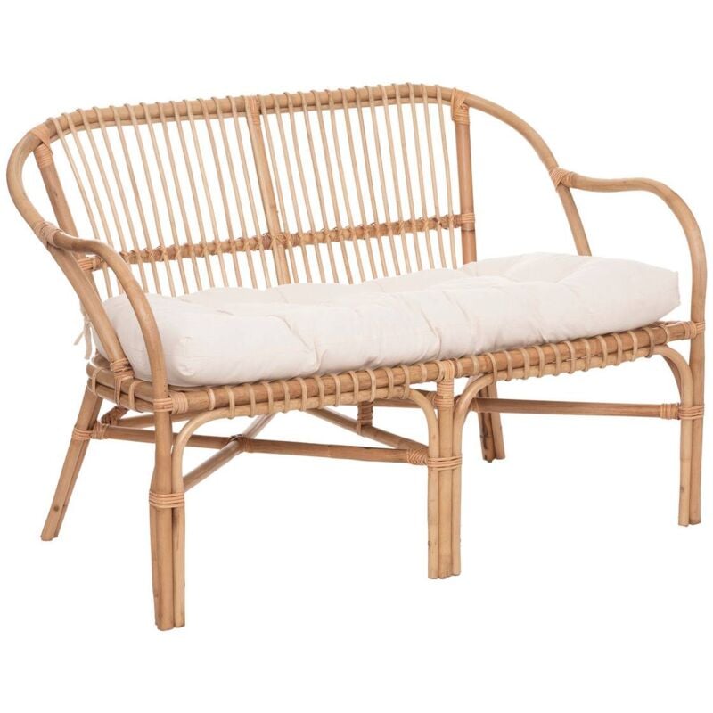 foto del prodotto panca a 2 posti neta in tessuto rattan bianco atmosphera cr ateur d int rieur
