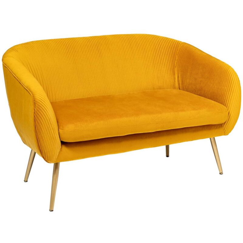 foto del prodotto panca a 2 posti solaro in velluto giallo ocra 124x74cm atmosphera cr ateur d int rieur