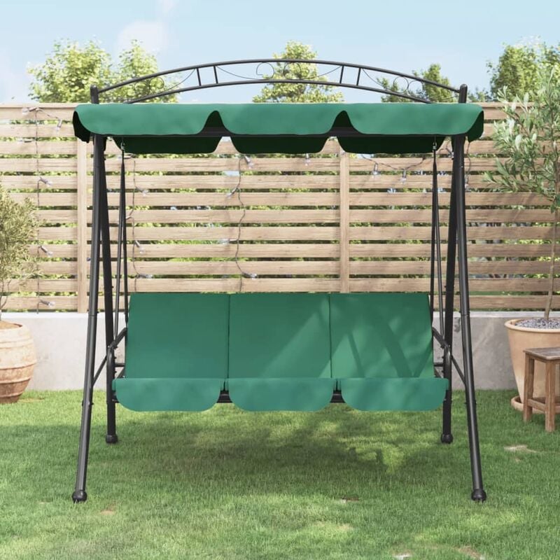 foto del prodotto panca a dondolo con baldacchino verde 198 cm tessuto e acciaiocod mxl 102399