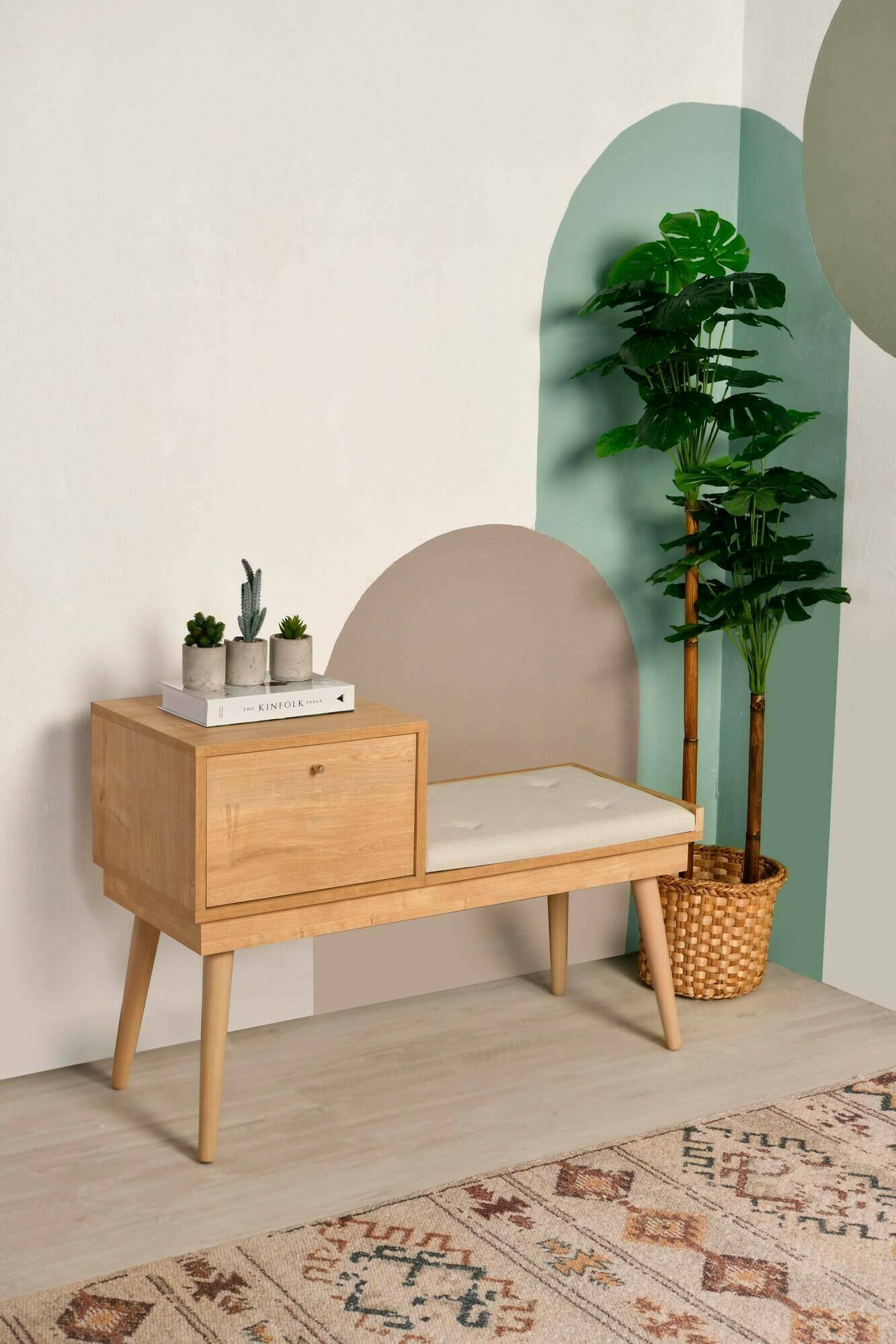 foto del prodotto panca asolo, panchina multiuso, seduta per ospiti, cassapanca multifunzione, 40x105h45 cm, quercia e crema