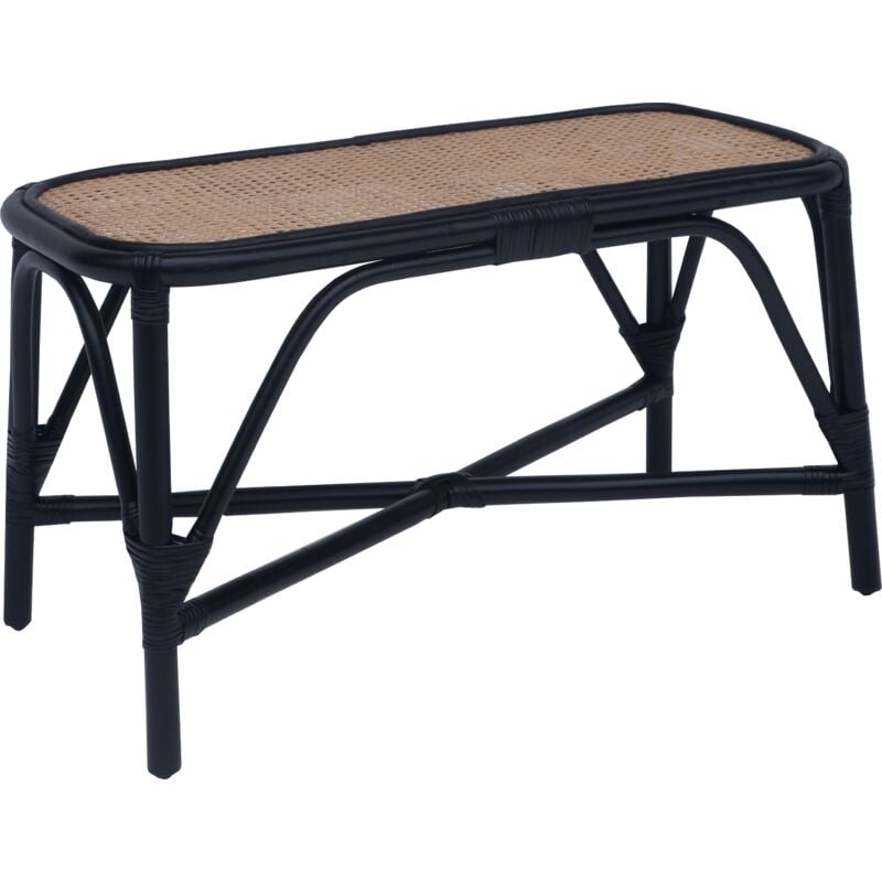 foto del prodotto panca camera da letto in rattan naturale chillvert parma 78x73x43 cm design bicolore nero e vimini marrone