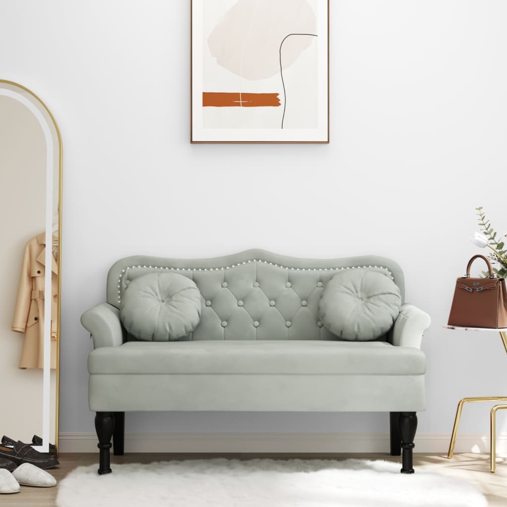 foto del prodotto panca con cuscini grigio chiaro 120,5x65x75 cm in vellutocod mxl 83889