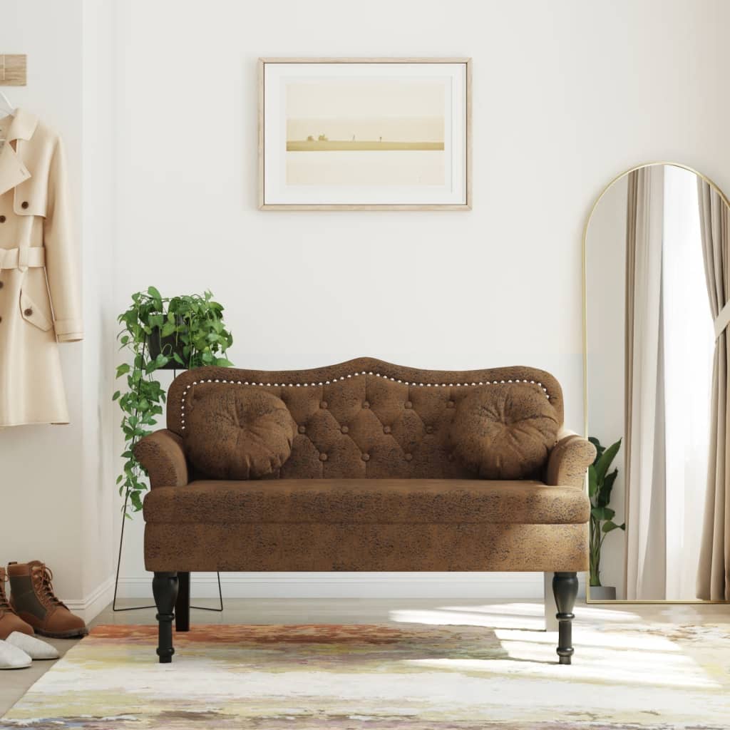 foto del prodotto panca con cuscini marrone 120,5x65x75 cm in scamosciatocod mxl 83891