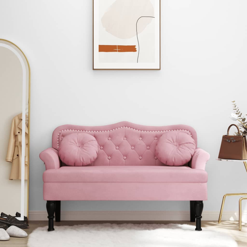 foto del prodotto panca con cuscini rosa 120,5x65x75 cm in velluto vidaxl