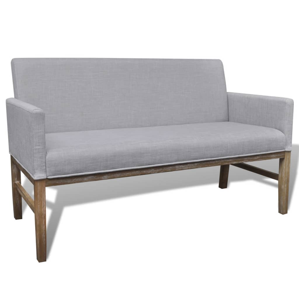 foto del prodotto panca con cuscino imbottito in tessuto e legno grigio chiaro cod mxl 19490