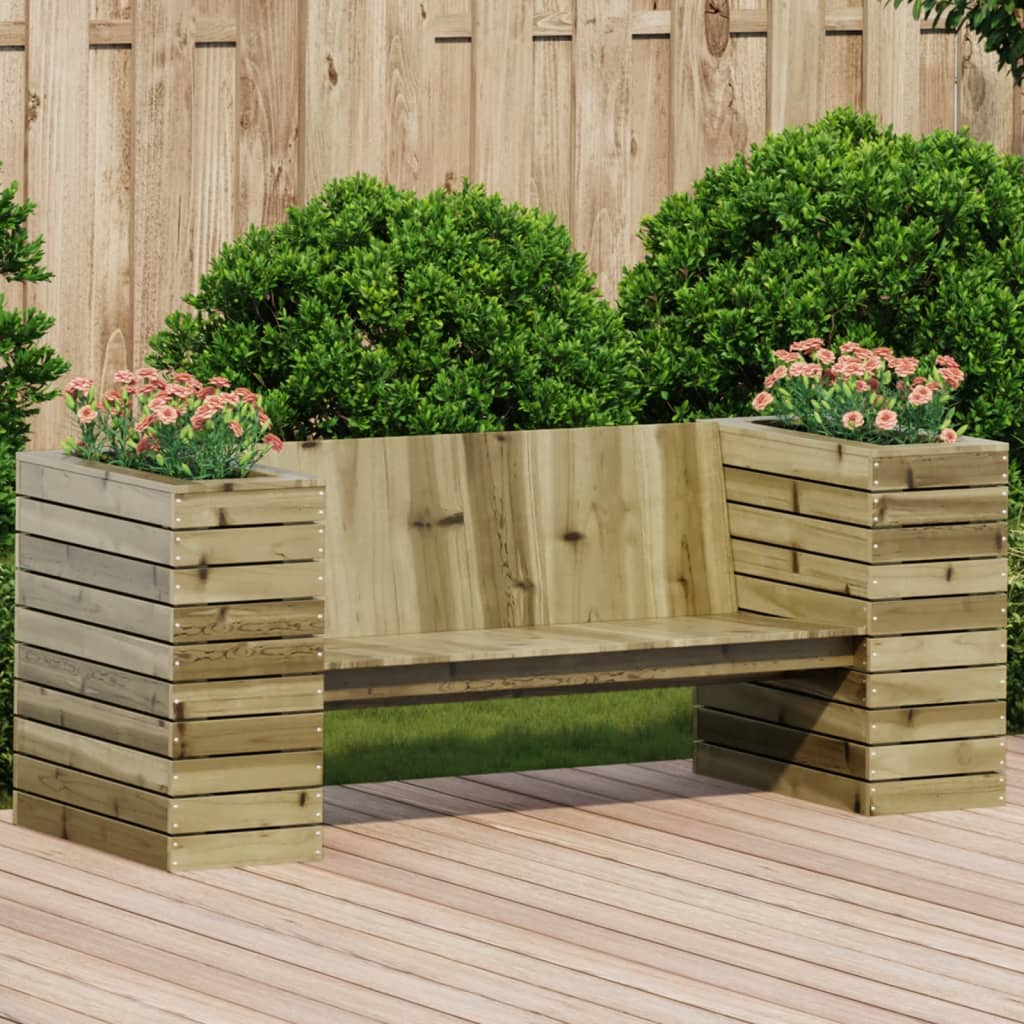 foto del prodotto panca con fioriera 167,5x60x65 cm in legno impregnato di pino