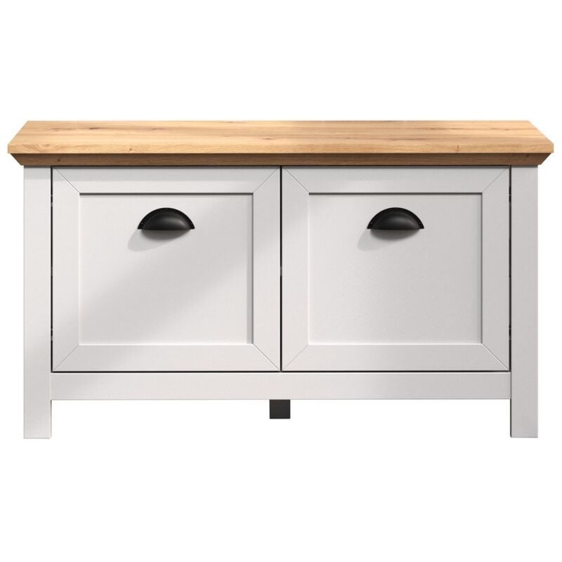 foto del prodotto panca con portaoggetti landside, truciolare melaminico, bianco, 91x49x41 cm