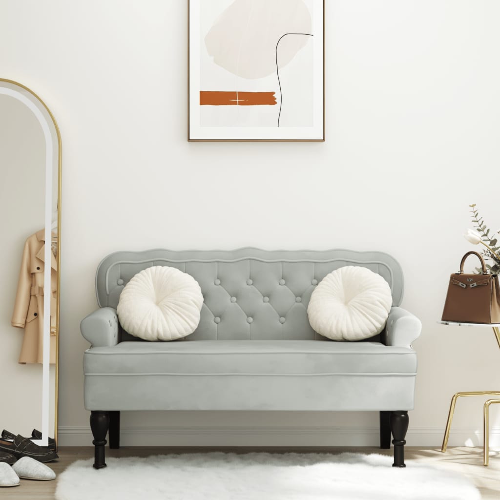 foto del prodotto panca con schienale grigio chiaro 112x65,5x75 cm in vellutocod mxl 83892