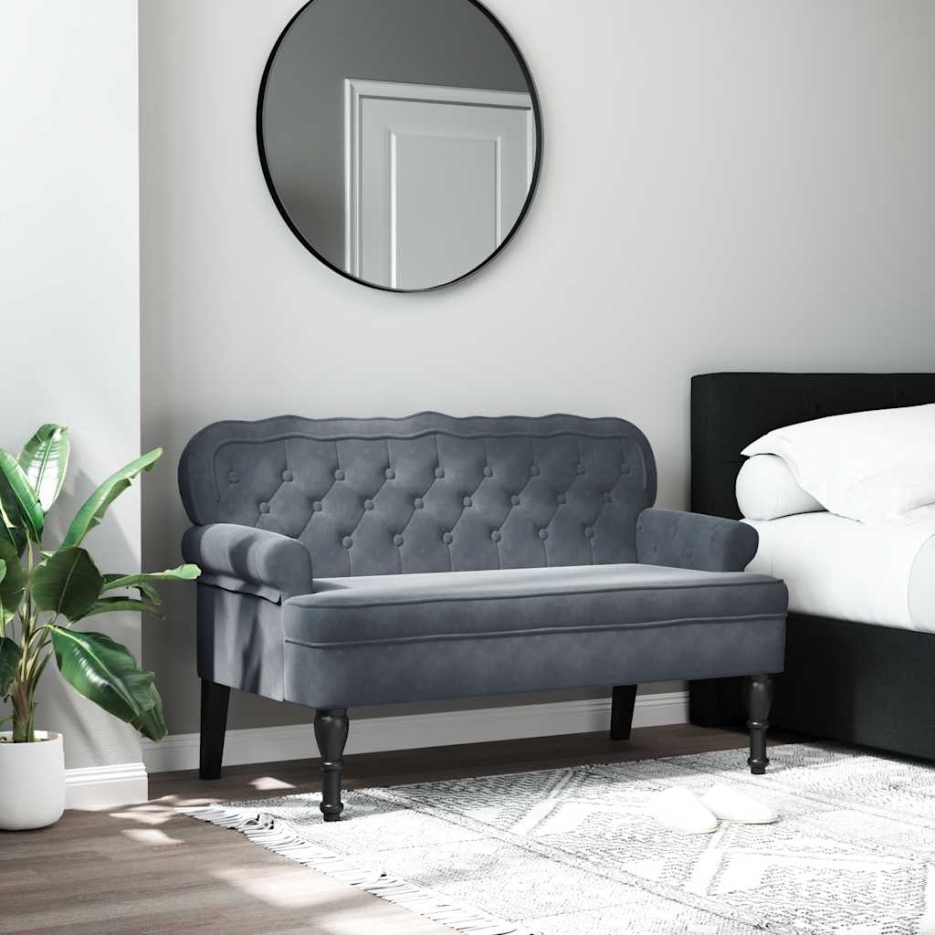 foto del prodotto panca con schienale grigio scuro 119,5x64,5x75 cm in vellutocod mxl 107857
