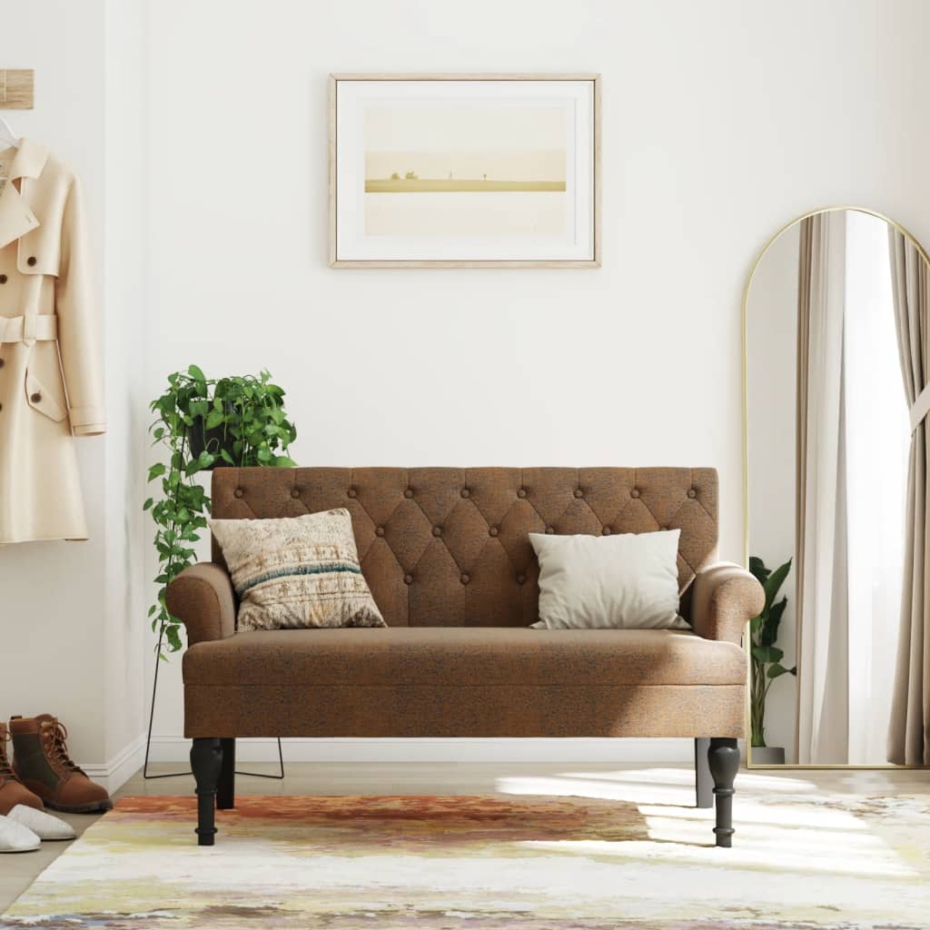 foto del prodotto panca con schienale marrone 120x62x75,5 cm in scamosciatocod mxl 107853