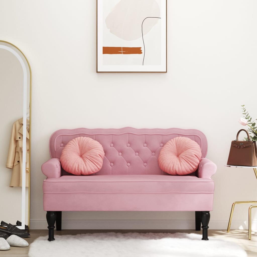 foto del prodotto panca con schienale rosa 119,5x64,5x75 cm in vellutocod mxl 131843