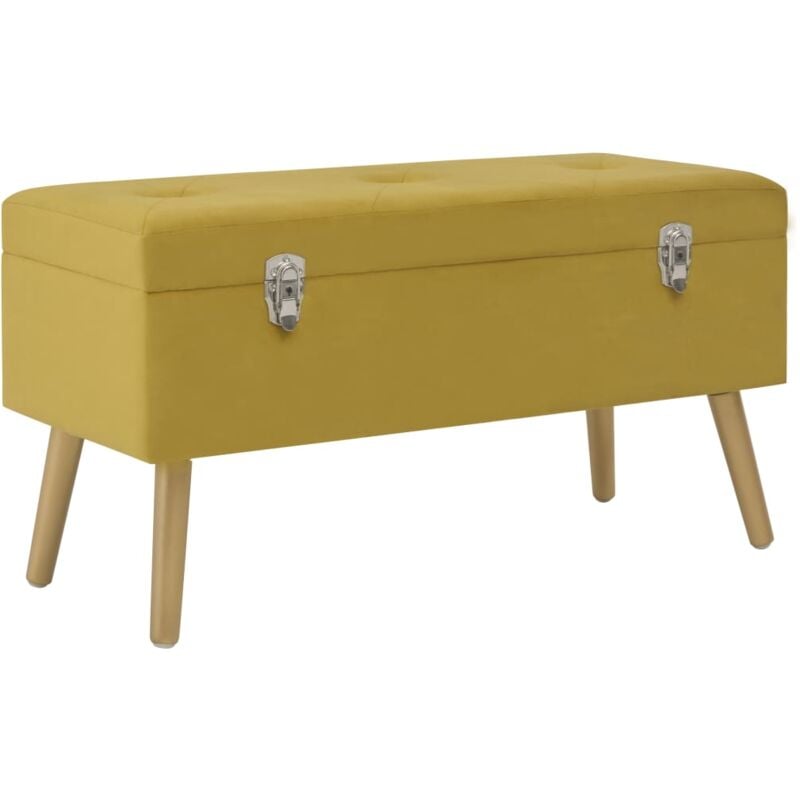 foto del prodotto panca con vano portaoggetti 80 cm in velluto con chiusura elegante vari colori colore giallo