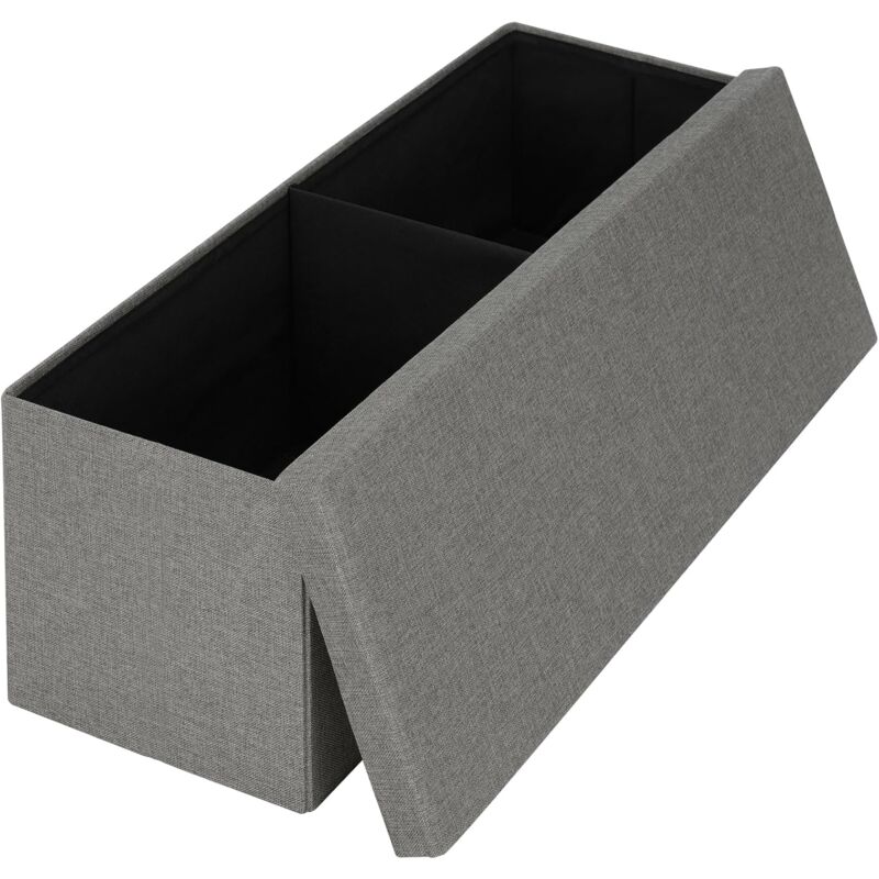 foto del prodotto panca contenitore 117l in lino 110x37.5x37.5 cm grigio scuro klihome