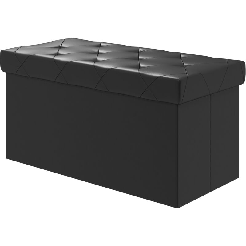 foto del prodotto panca contenitore 84l pieghevole coperchio imbottito in pelle pu nero homcom