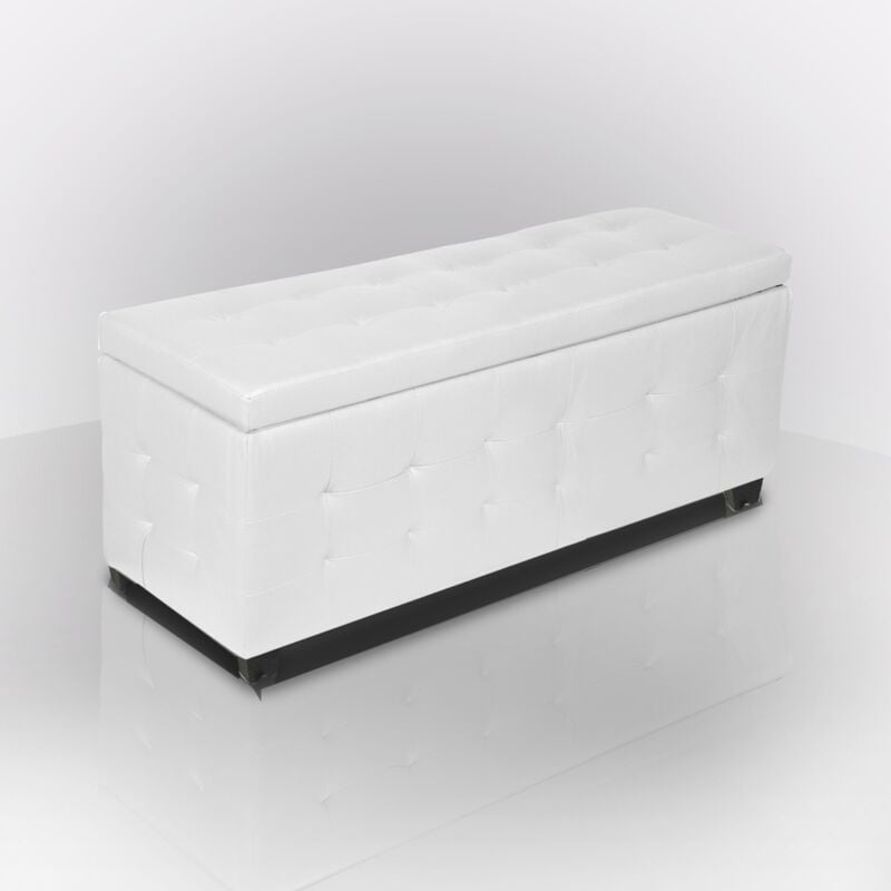 foto del prodotto panca contenitore cm 138x42 h. 46 in ecopelle bianca