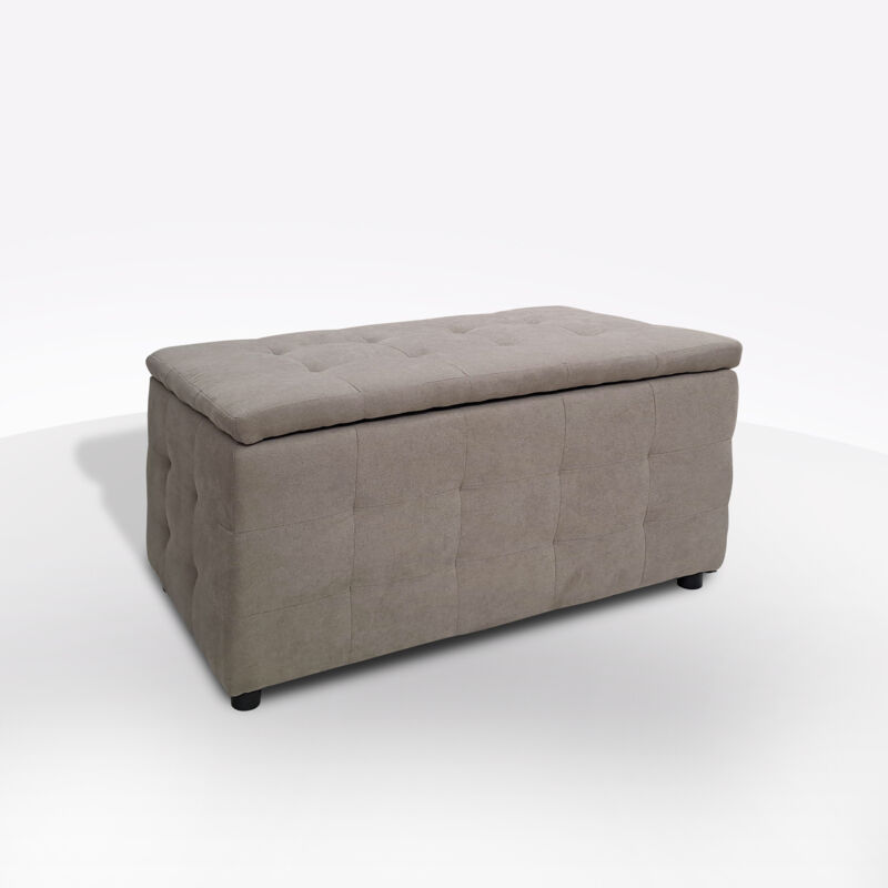 foto del prodotto panca contenitore cm 82x43 h. 46 in tessuto tortora