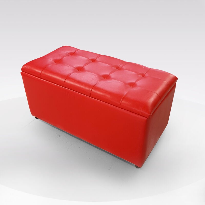 foto del prodotto panca contenitore cm 90x45 h. 47 in ecopelle rossa