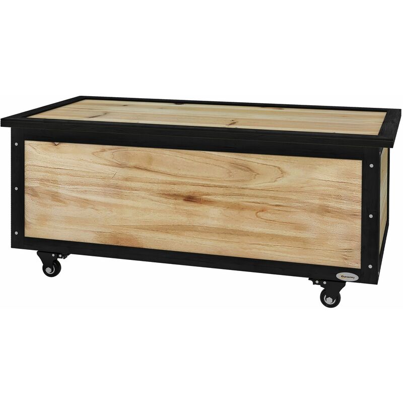 foto del prodotto panca contenitore da 121l con 4 rotelle e maniglie 100x50x43 cm in legno e acciaio colore legno