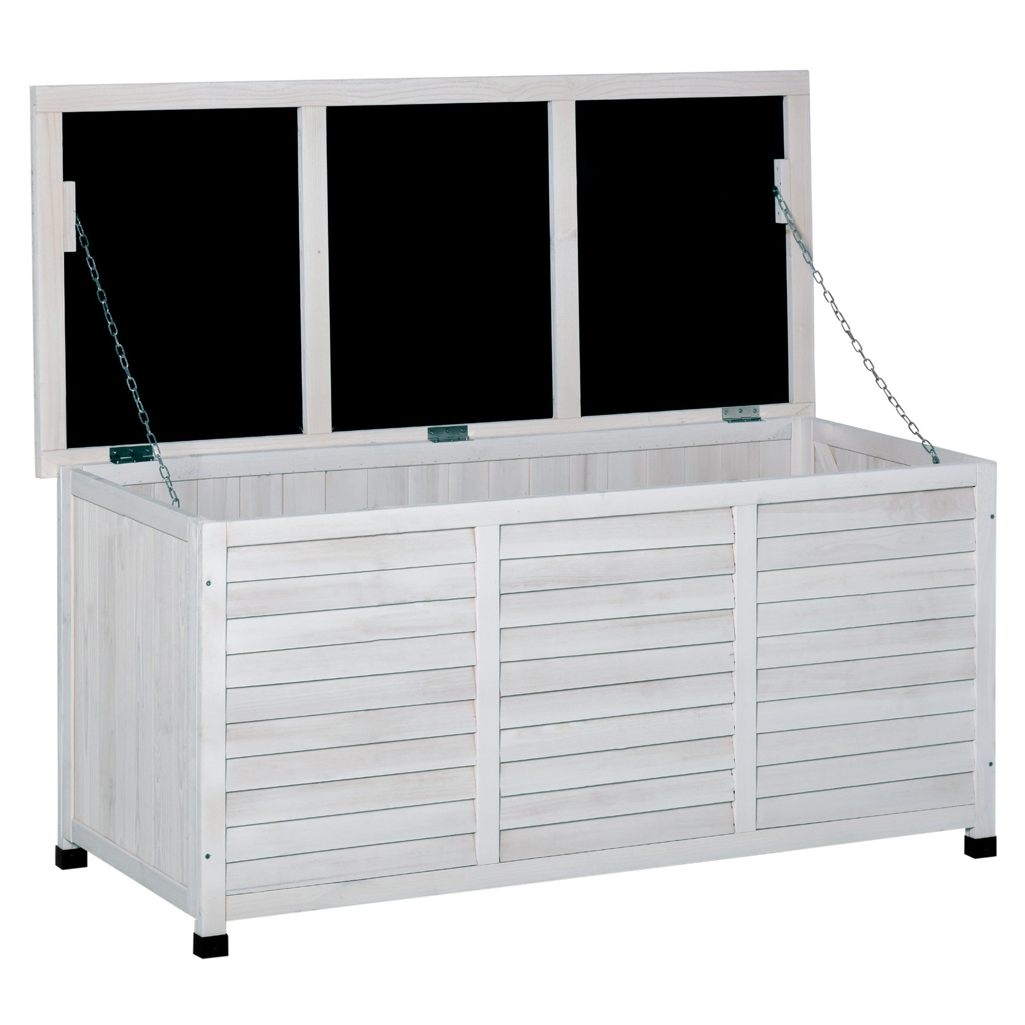 foto del prodotto panca contenitore da giardino 127x56x60 cm in legno di abete bianca