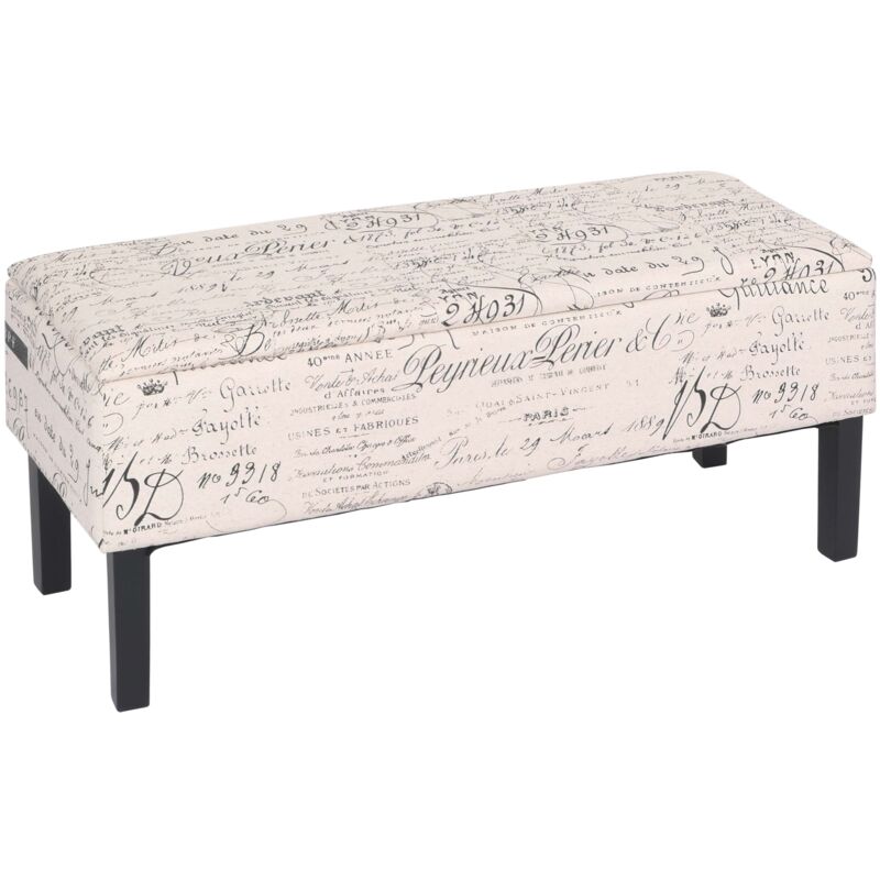 foto del prodotto panca contenitore elegante renens tessuto 36x95x44cm avorio con scritte