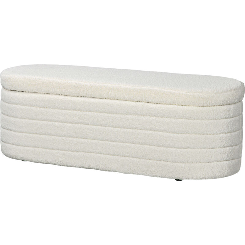 foto del prodotto panca contenitore fondo letto in tessuto teddy 116x41x40.5cm crema homcom