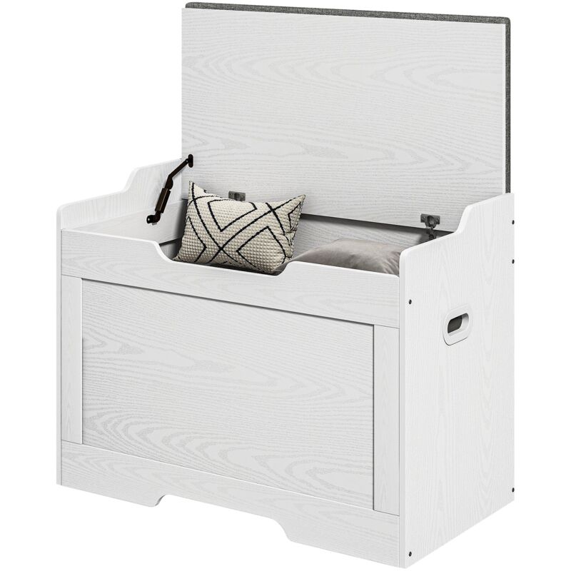 foto del prodotto panca contenitore in legno con cuscino in tessuto 103l 75x40x56cm bianco